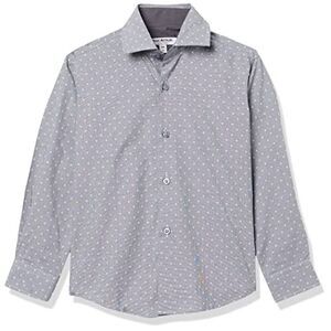 Isaac Mizrahi Boy's Long Sleeve Dotted Button Down Shirt, Gray, 4, Size: 4